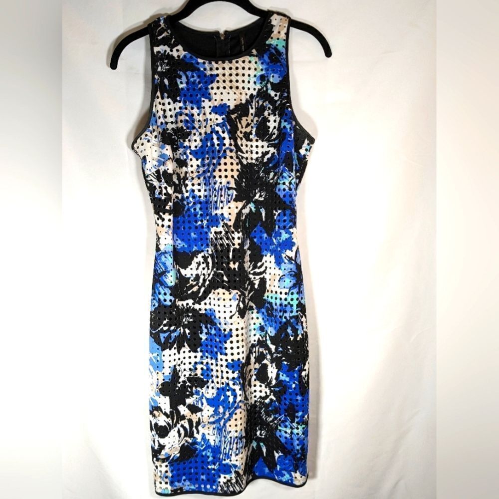 Marc New York Andrew Blue Racerback Bodycon Floral Eyelet Mini Dress Size 6